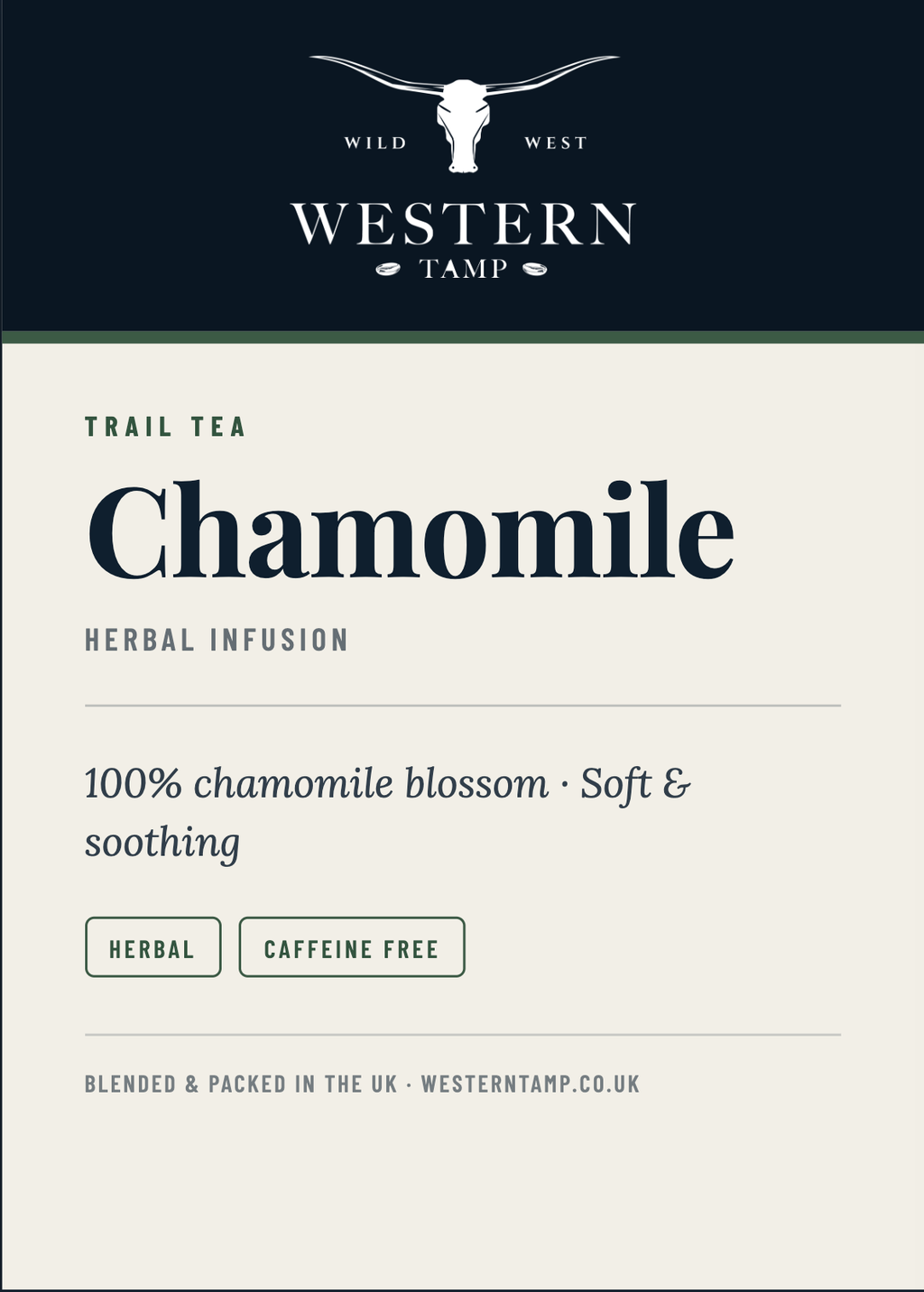 Trail Tea · Chamomile — label