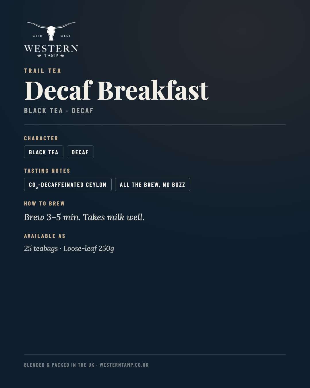 Trail Tea · Decaf Breakfast — tasting notes