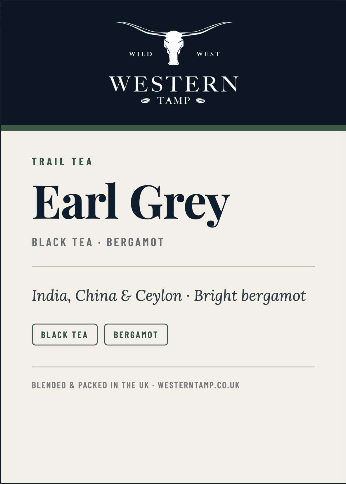 Trail Tea · Earl Grey — label
