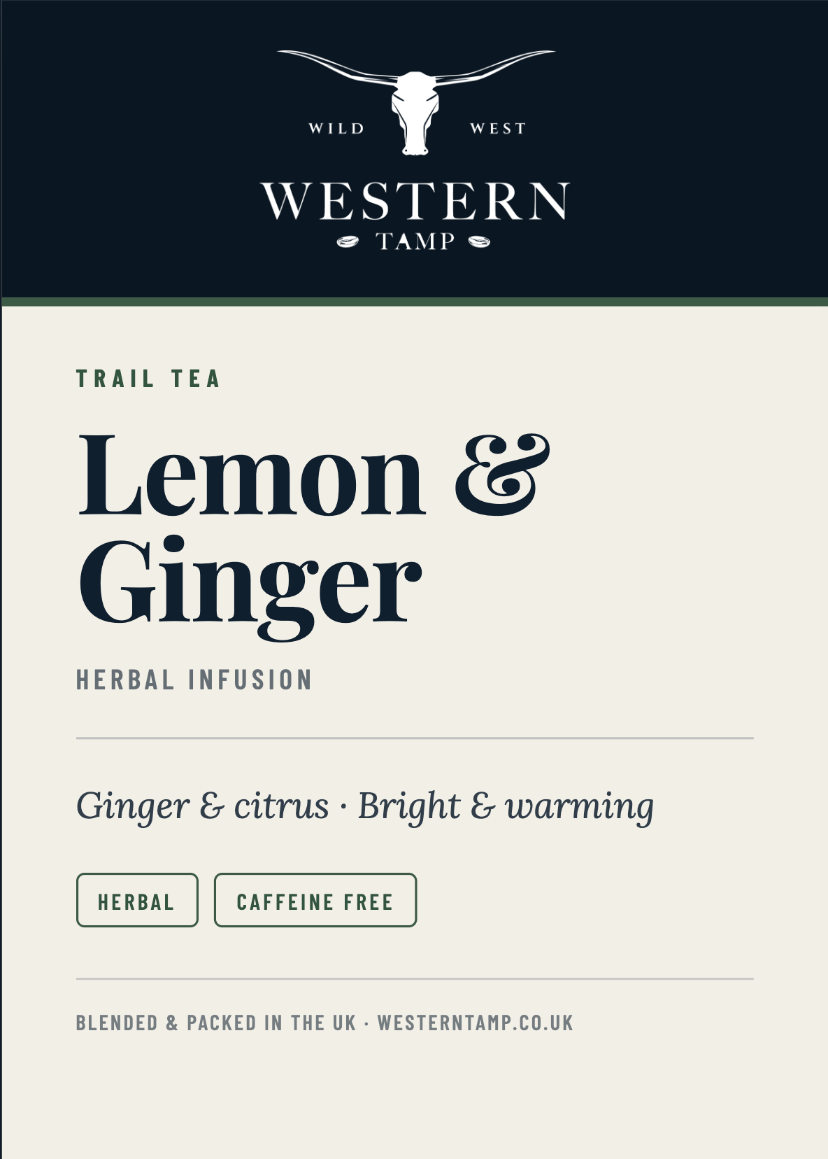 Trail Tea · Lemon & Ginger — label
