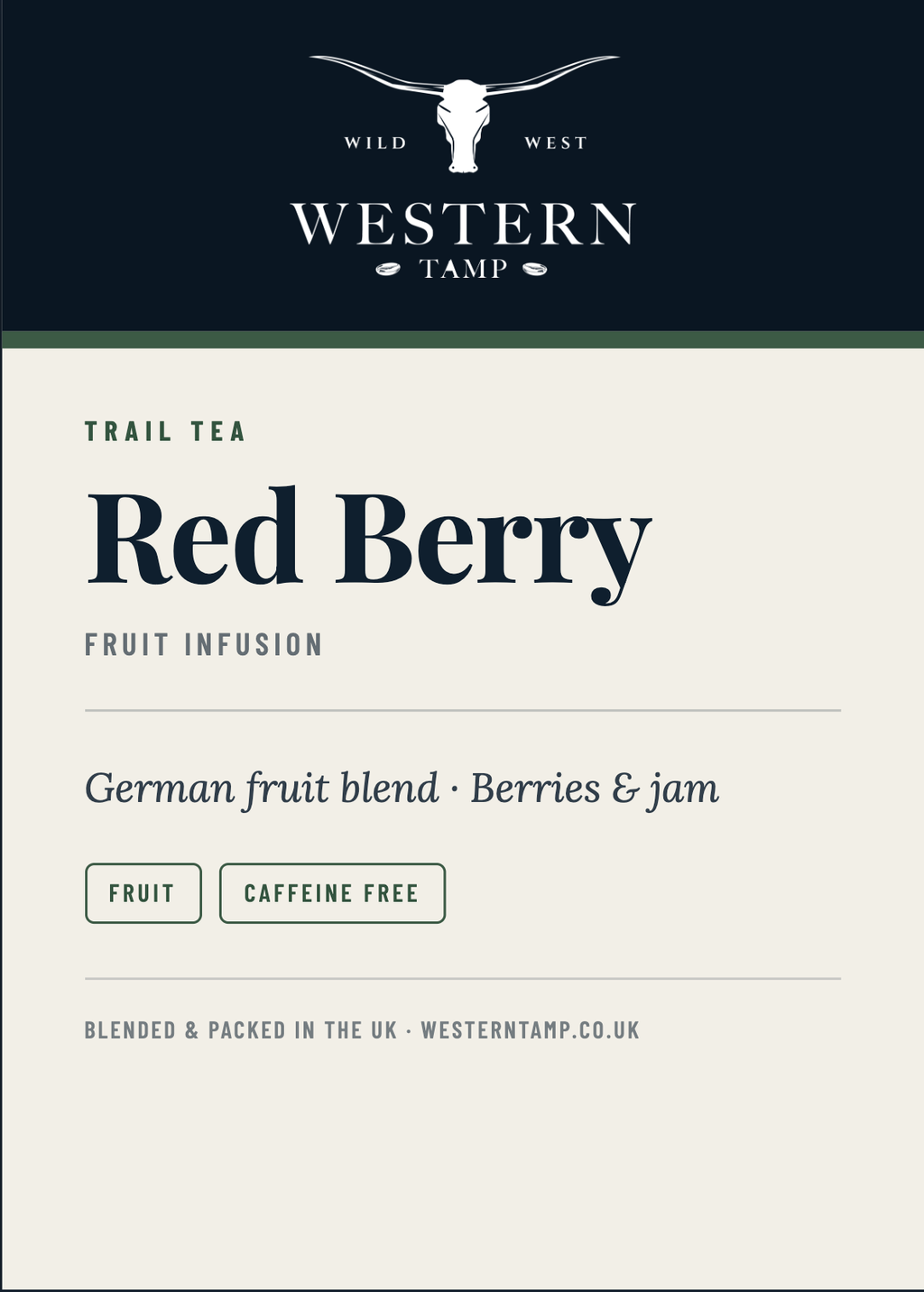 Trail Tea · Red Berry — label