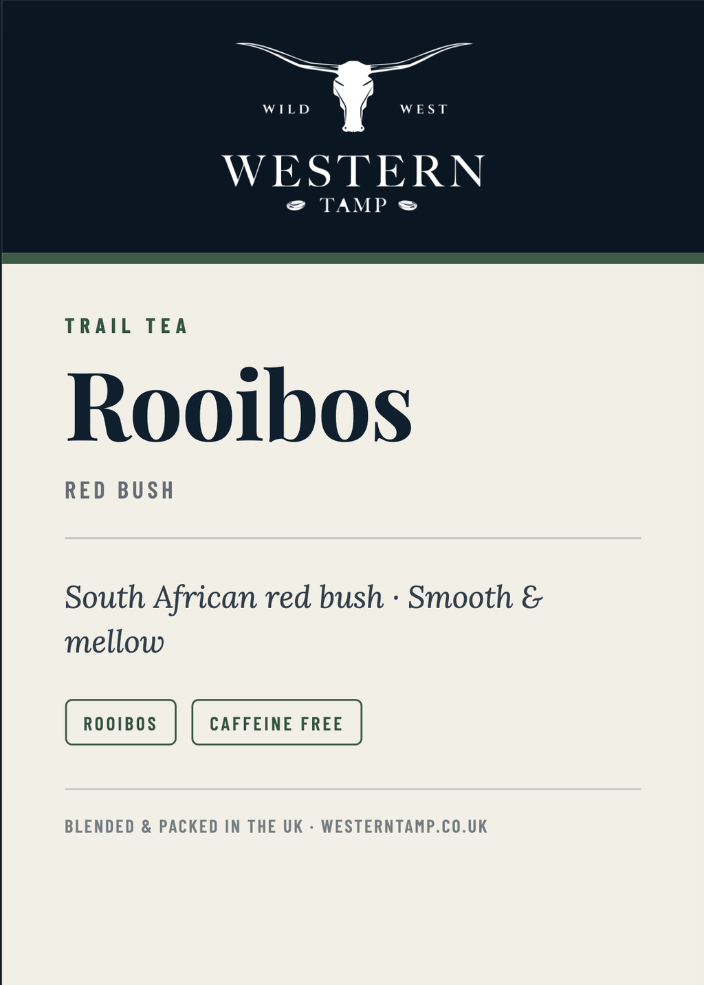 Trail Tea · Rooibos — label