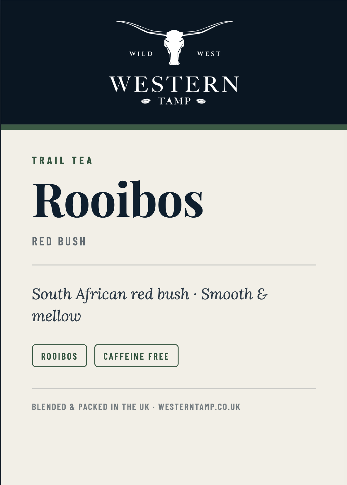 Trail Tea · Rooibos — label